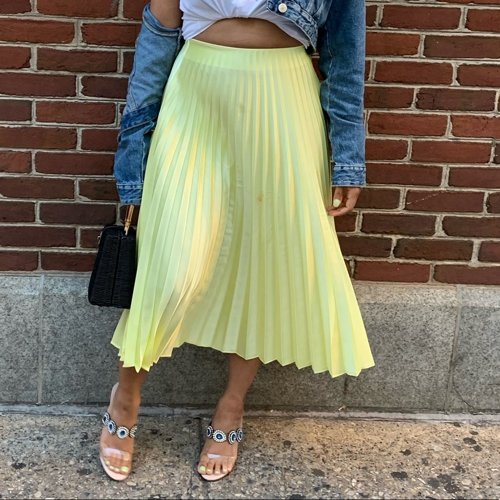 Zara high waist flate pleated skirt